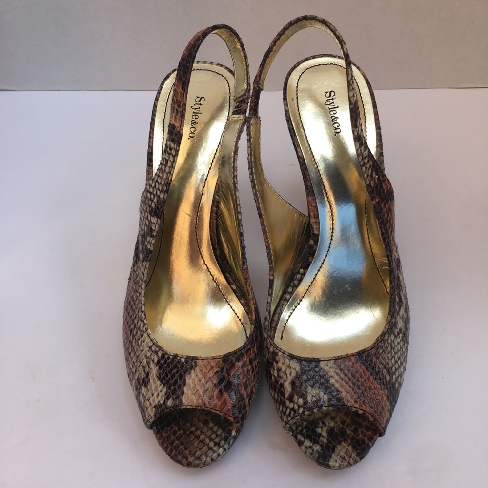 Style & Co Faux Snakeskin Peep Toe Heels FAITH 9.5 - Picture 4 of 6